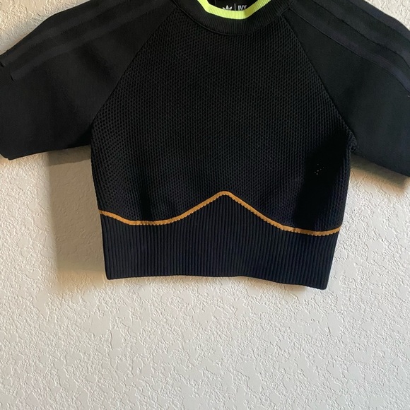 IVY PARK ADIDAS CROPPED KNIT BLACK MESA CORSET STYLE BACK LOGO RETRO Y2K TOP S - Picture 3 of 12